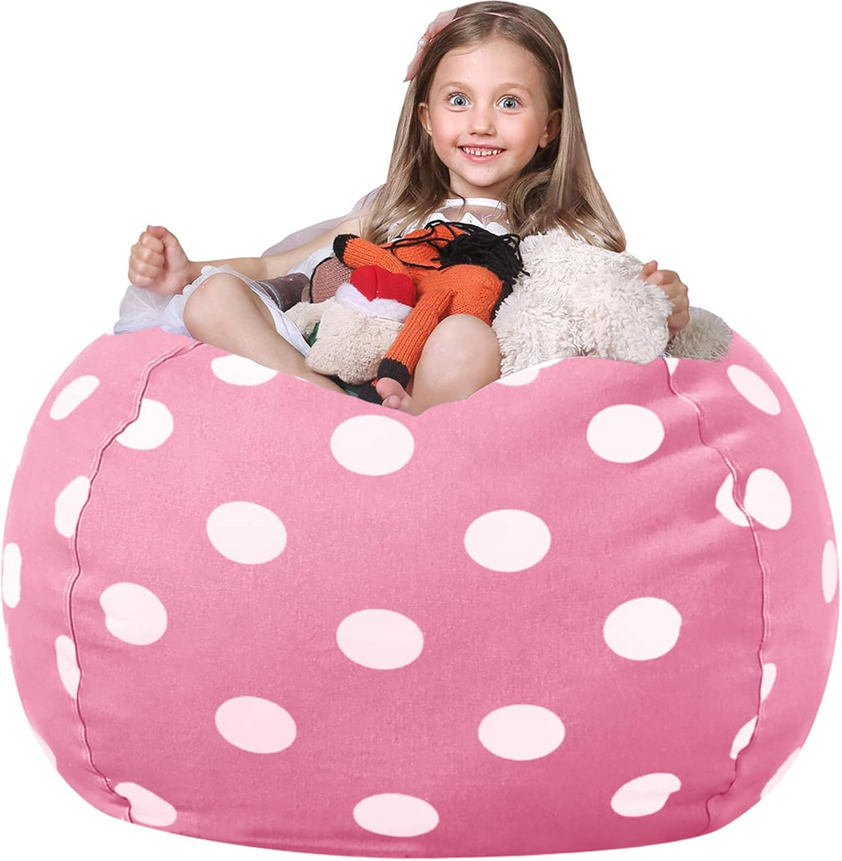 Stuffed Animal Storage Bean Bag Chair Cover for Kids