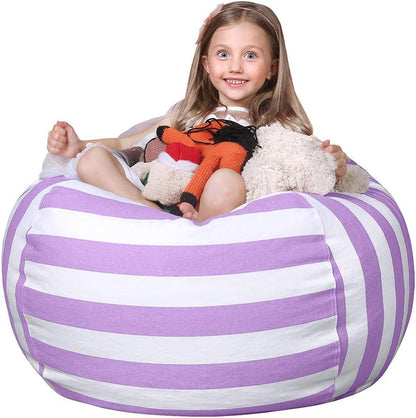 Stuffed Animal Storage Bean Bag Chair Cover for Kids