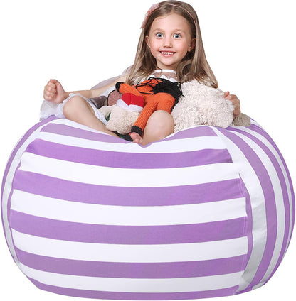 Stuffed Animal Storage Bean Bag Chair Cover for Kids