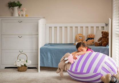 Stuffed Animal Storage Bean Bag Chair Cover for Kids