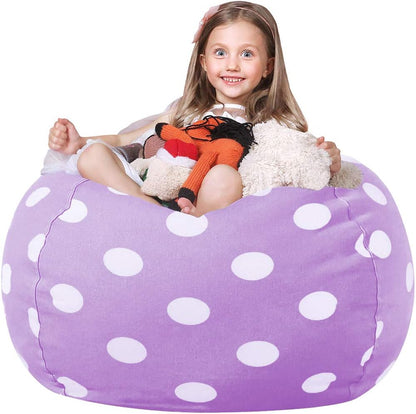 Stuffed Animal Storage Bean Bag Chair Cover for Kids