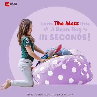 Stuffed Animal Storage Bean Bag Chair Cover for Kids