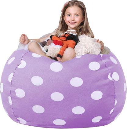 Stuffed Animal Storage Bean Bag Chair Cover for Kids