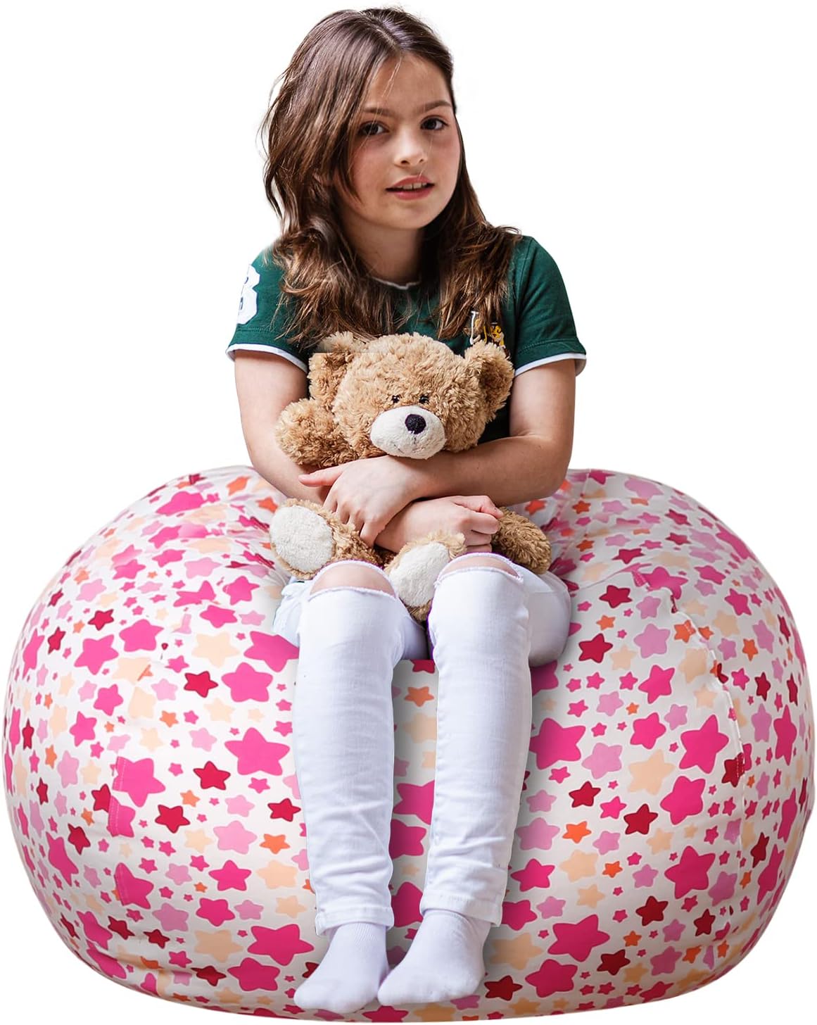 Stuffed Animal Storage Bean Bag Chair Cover for Kids