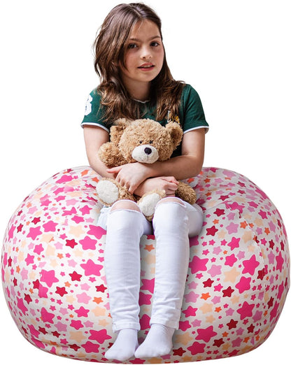 Stuffed Animal Storage Bean Bag Chair Cover for Kids