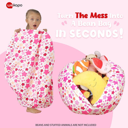 Stuffed Animal Storage Bean Bag Chair Cover for Kids