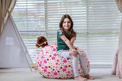 Stuffed Animal Storage Bean Bag Chair Cover for Kids