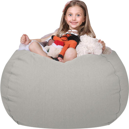 Stuffed Animal Storage Bean Bag Chair Cover for Kids