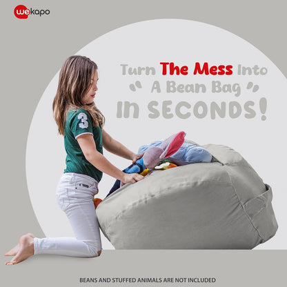 Stuffed Animal Storage Bean Bag Chair Cover for Kids