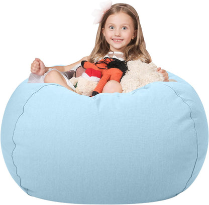 Stuffed Animal Storage Bean Bag Chair Cover for Kids