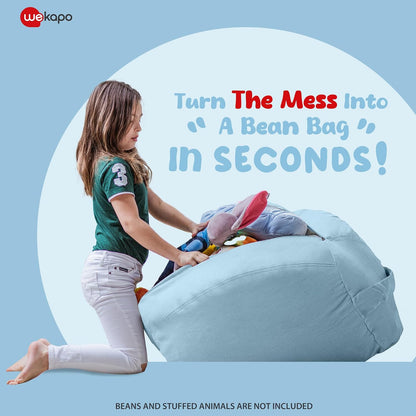 Stuffed Animal Storage Bean Bag Chair Cover for Kids