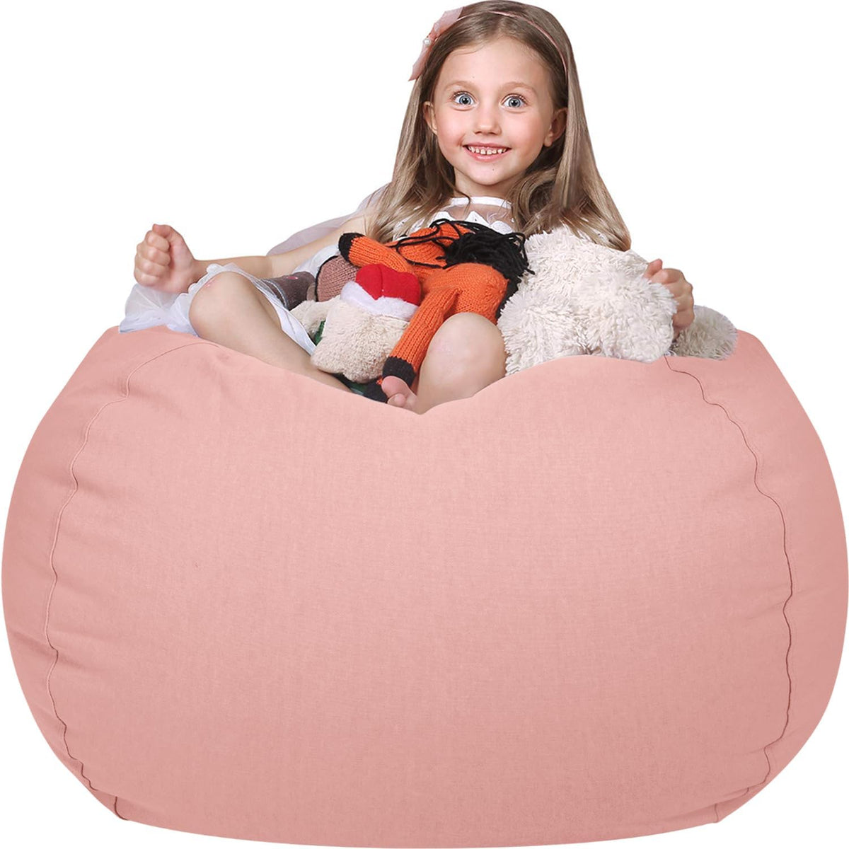 Stuffed Animal Storage Bean Bag Chair Cover for Kids
