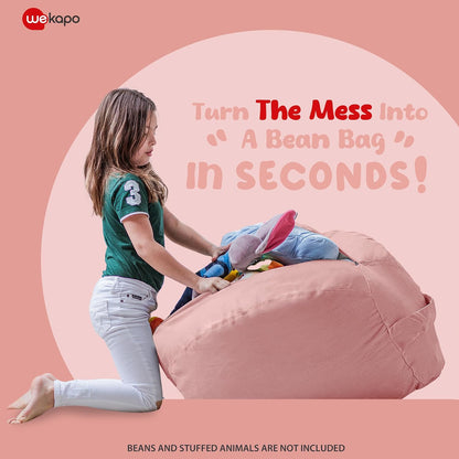 Stuffed Animal Storage Bean Bag Chair Cover for Kids