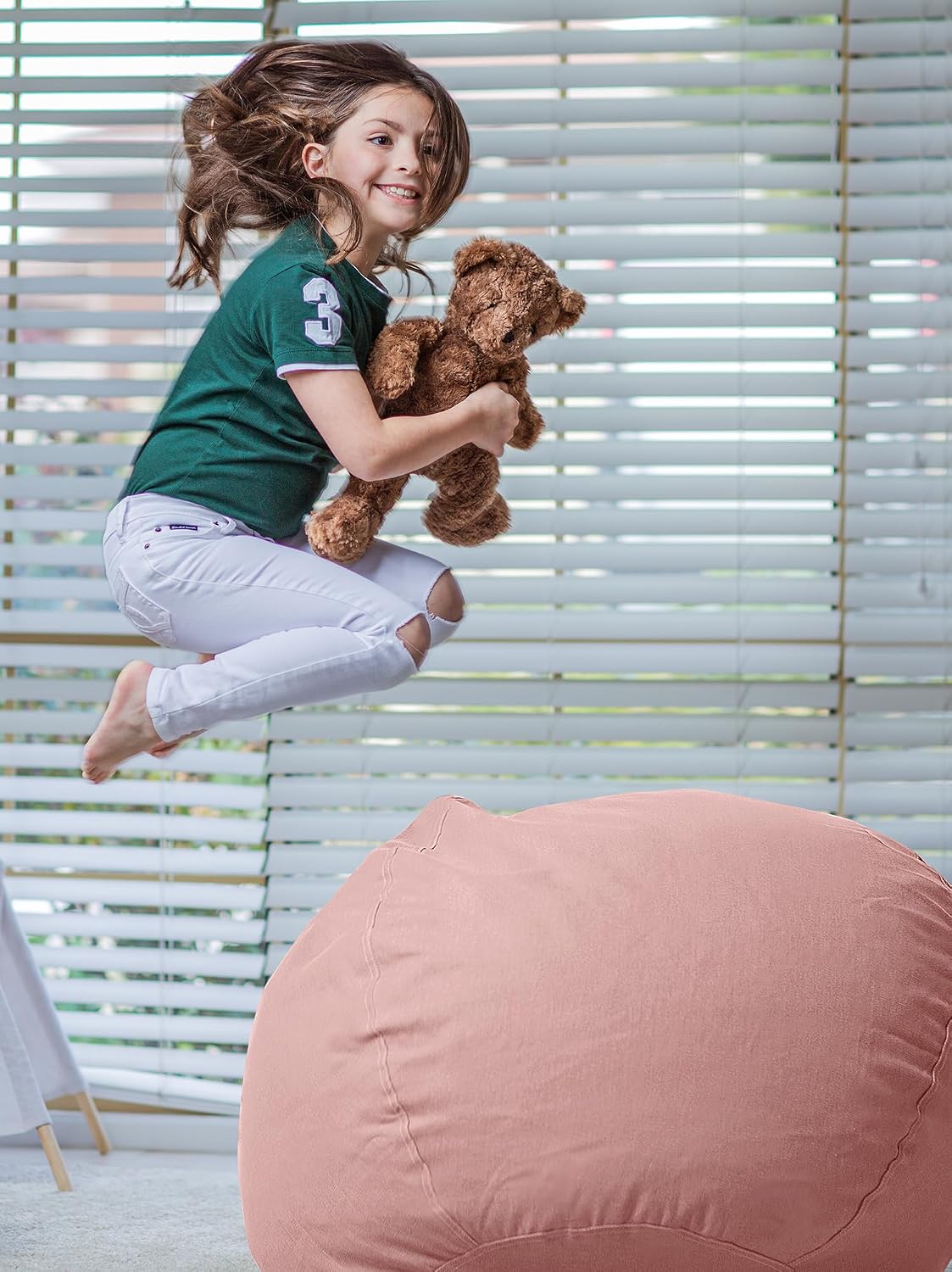 Stuffed Animal Storage Bean Bag Chair Cover for Kids