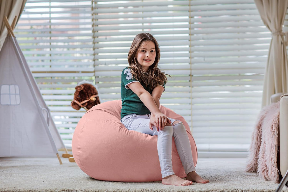 Stuffed Animal Storage Bean Bag Chair Cover for Kids