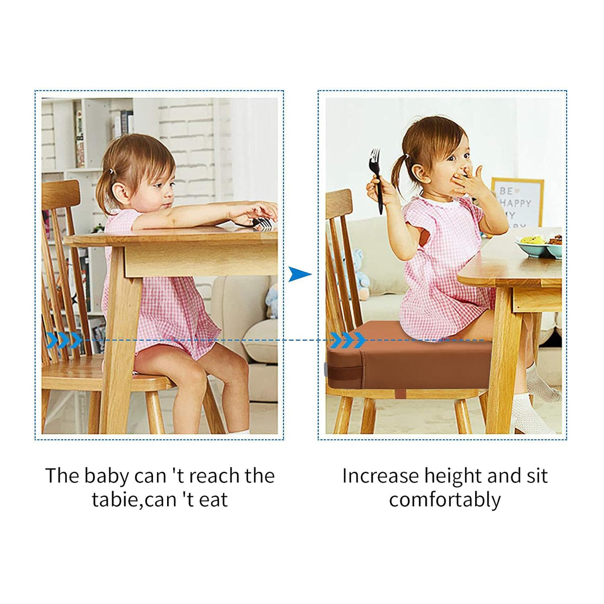 Toddler Booster Seat for Dining Table, Removable Chair Cushion