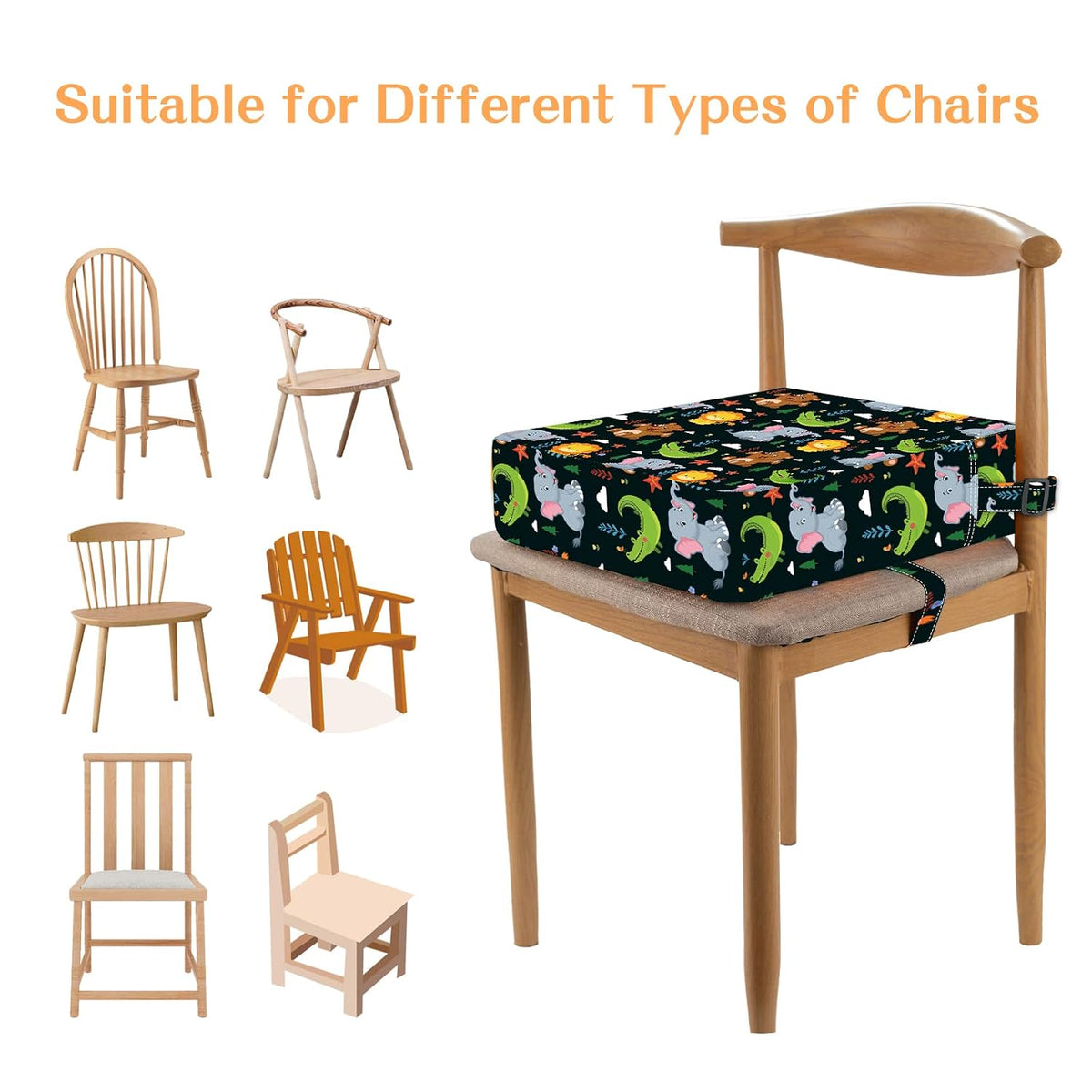 Toddler Booster Seat for Dining Table, Removable Chair Cushion