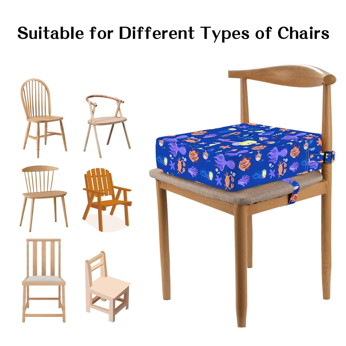 Toddler Booster Seat for Dining Table, Removable Chair Cushion
