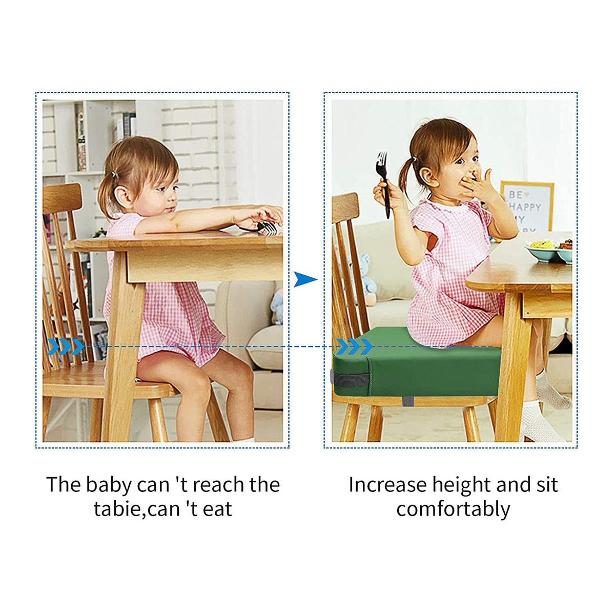 Toddler Booster Seat for Dining Table, Removable Chair Cushion