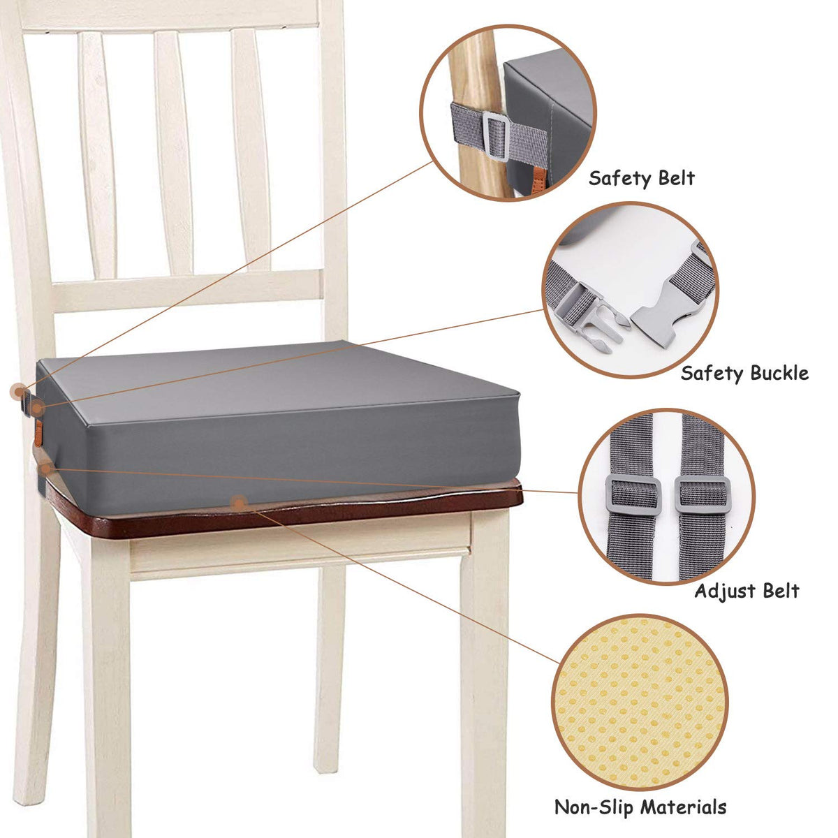 Toddler Booster Seat for Dining Table, Removable Chair Cushion