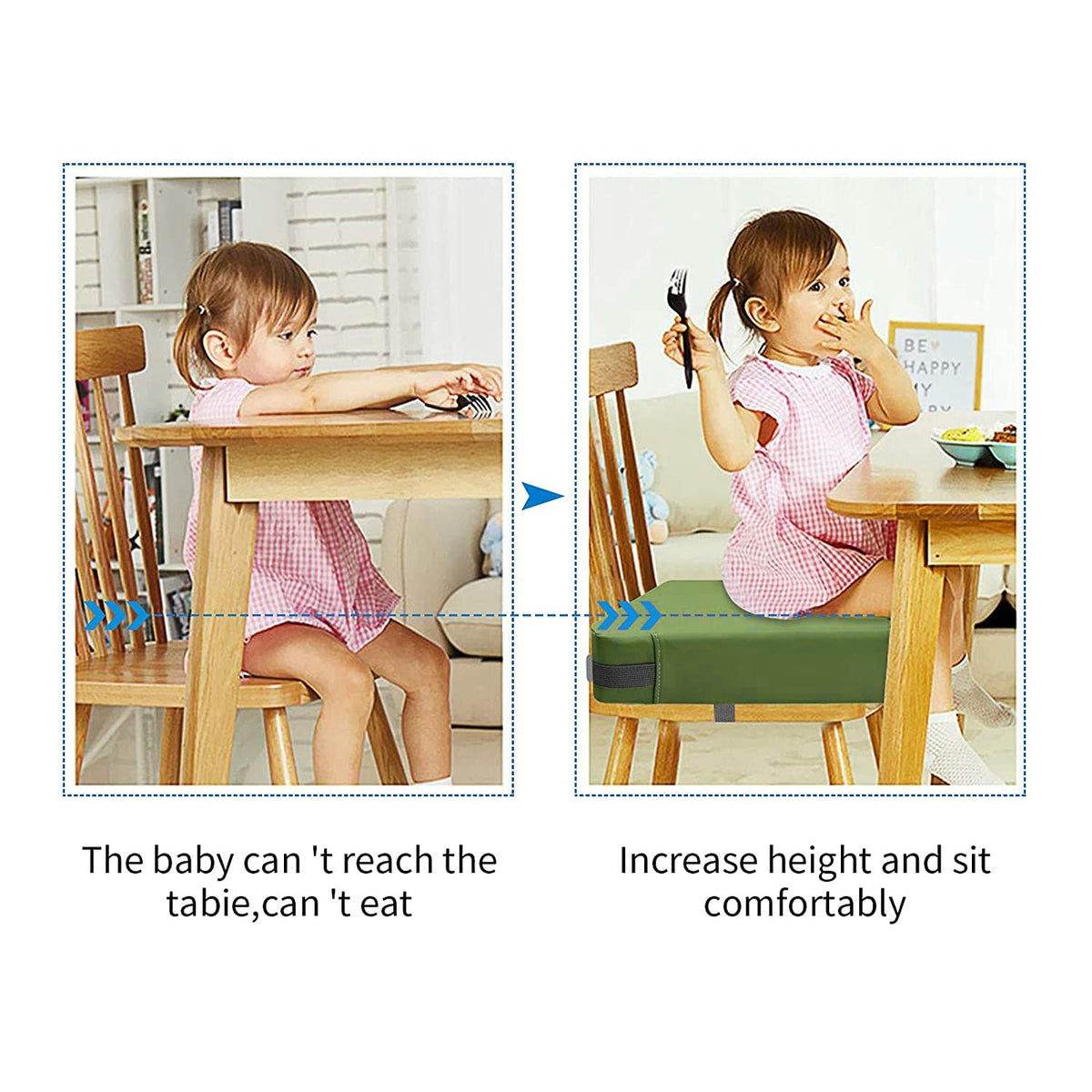 Toddler Booster Seat for Dining Table, Removable Chair Cushion