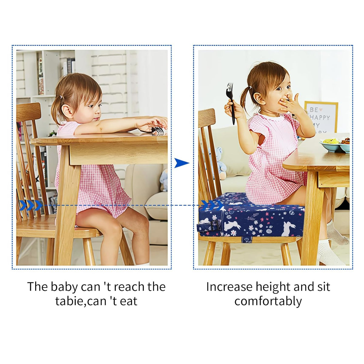Toddler Booster Seat for Dining Table, Removable Chair Cushion