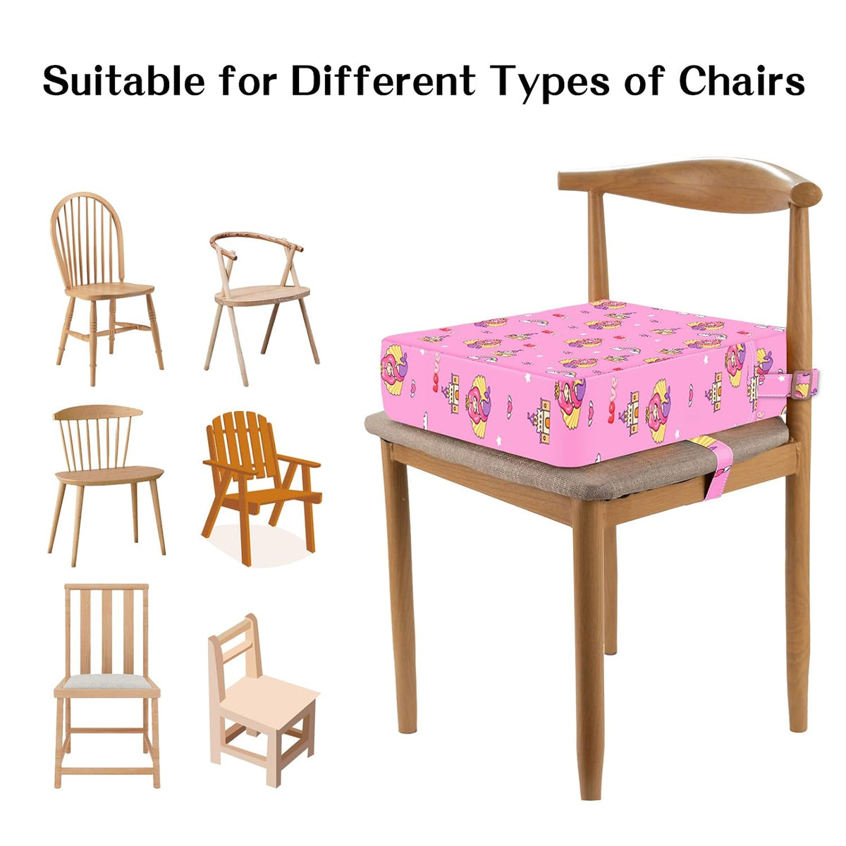 Toddler Booster Seat for Dining Table, Removable Chair Cushion