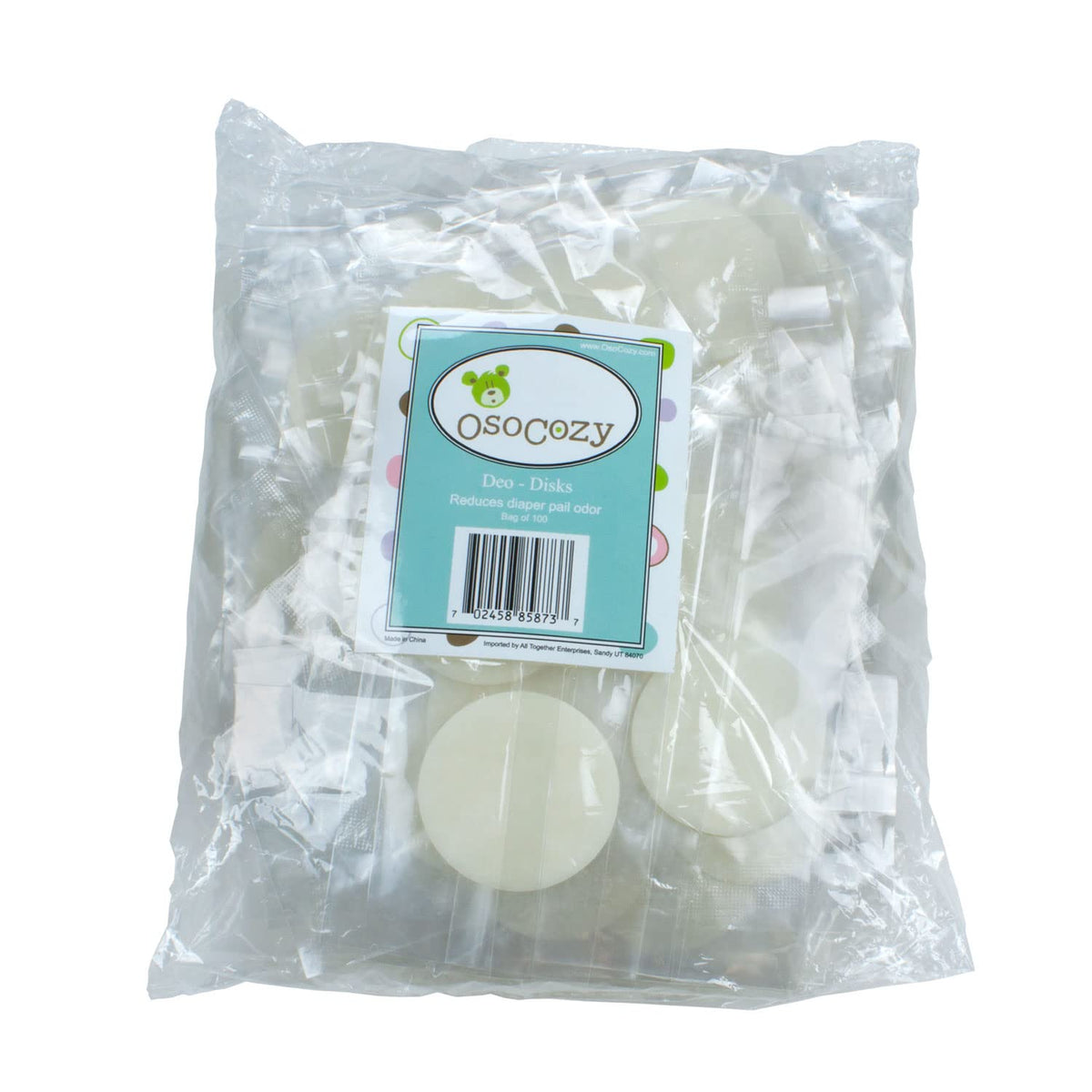 OsoCozy Diaper Pail Deodorizing Disks. Nice Lemon, Citrus Scent. Non-Hazardous, Non-Toxic. Place Inside Diaper Pail to Reduce Odor. Each Disk Effective for 2-4 Weeks once opened. Sold here in a 5 Pack