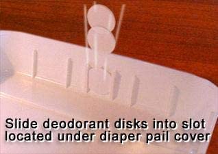 OsoCozy Diaper Pail Deodorizing Disks. Nice Lemon, Citrus Scent. Non-Hazardous, Non-Toxic. Place Inside Diaper Pail to Reduce Odor. Each Disk Effective for 2-4 Weeks once opened. Sold here in a 5 Pack