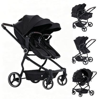 Double Stroller for Infant and Toddler, Gray