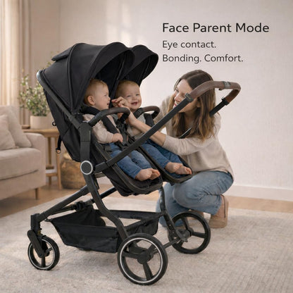 Double Stroller for Infant and Toddler, Gray