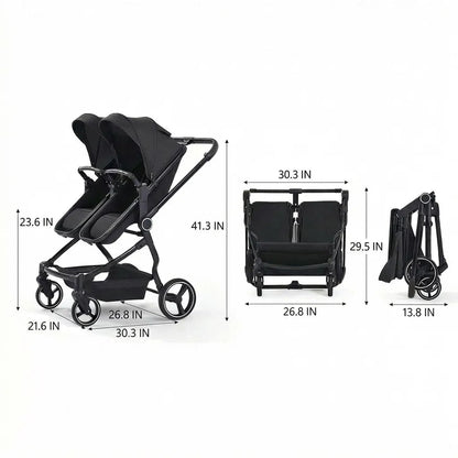 Double Stroller for Infant and Toddler, Gray