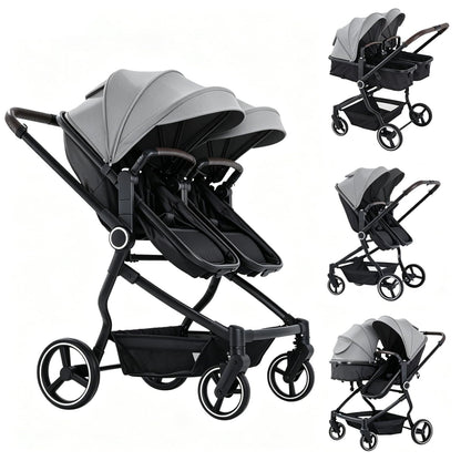 Double Stroller for Infant and Toddler, Gray