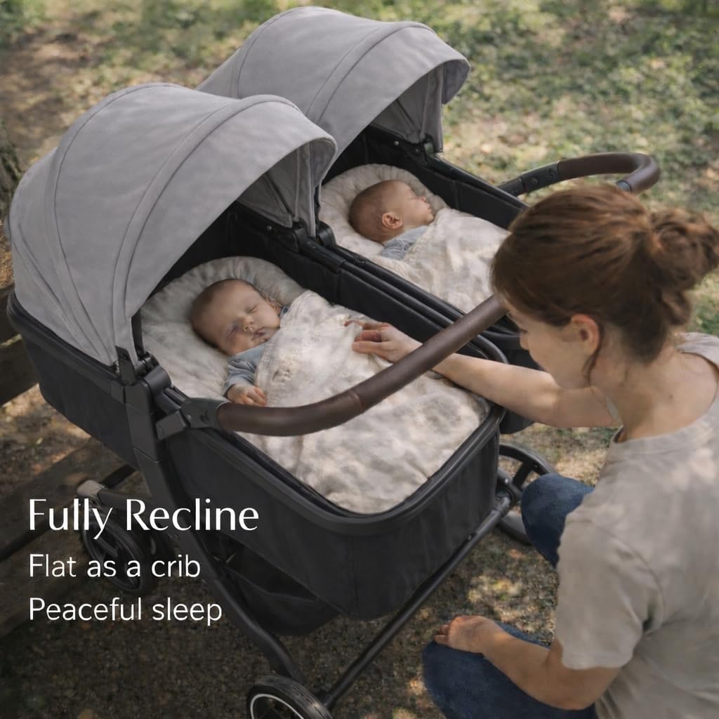Double Stroller for Infant and Toddler, Gray