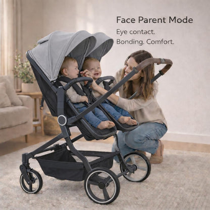 Double Stroller for Infant and Toddler, Gray