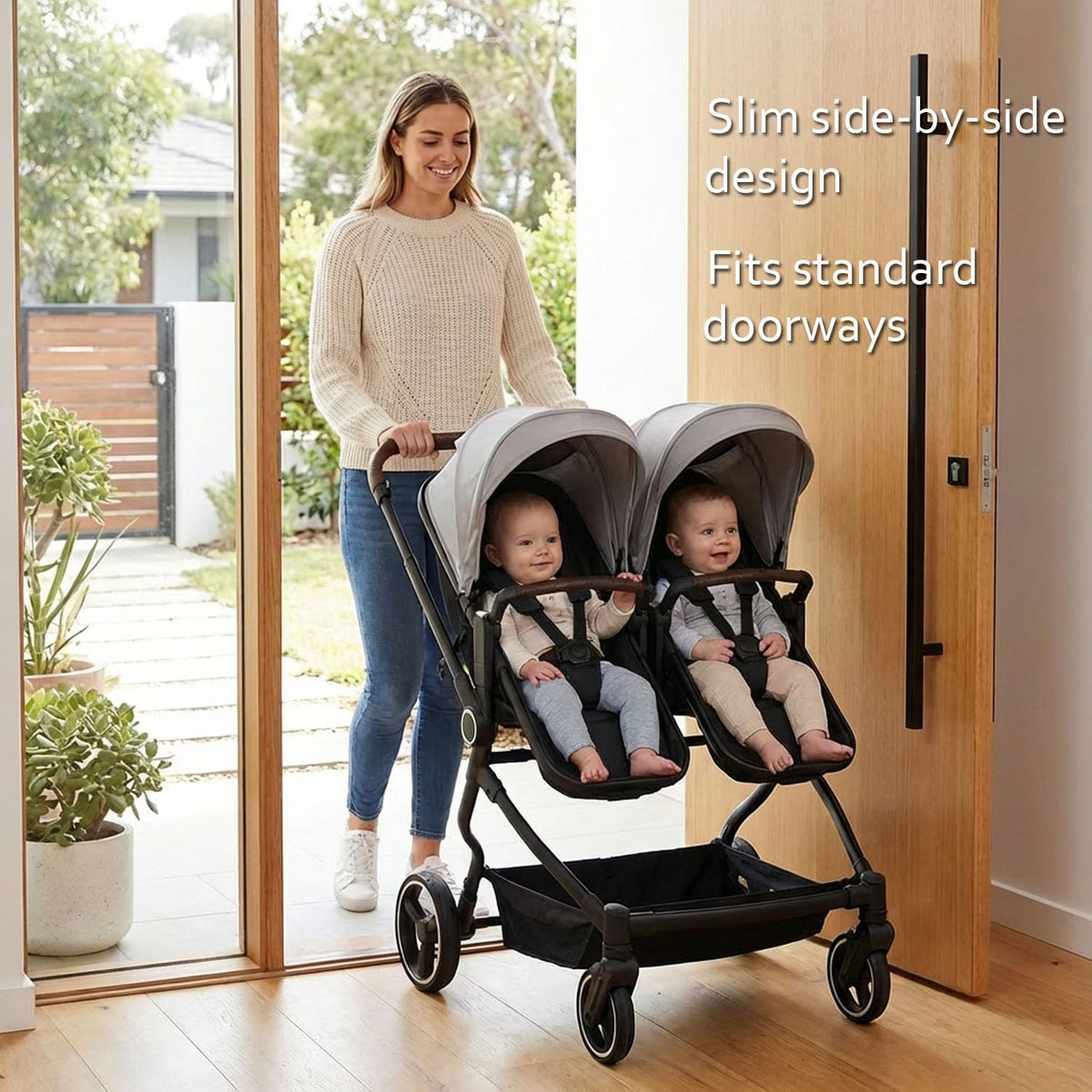 Double Stroller for Infant and Toddler, Gray