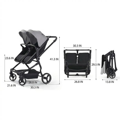 Double Stroller for Infant and Toddler, Gray