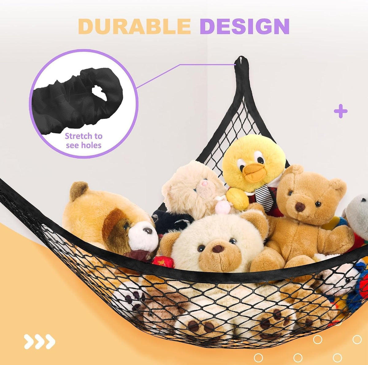 Stuffed Animal Net Hammock for Plushie Toys, Stuffed Animal Hammock Corner for Kids' Room Decor, Ideas for Organizing Stuffy Collection, Pink, L (67" x 40" x 40")-Pack of 2
