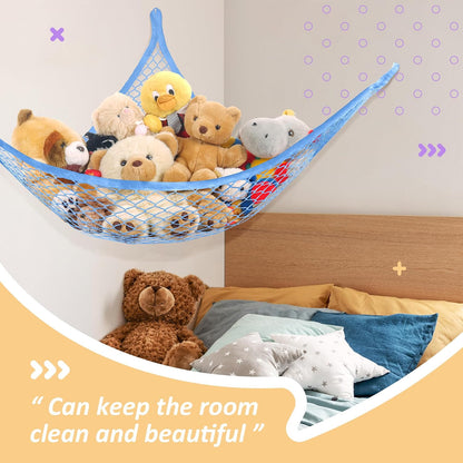 Stuffed Animal Net Hammock for Plushie Toys, Stuffed Animal Hammock Corner for Kids' Room Decor, Ideas for Organizing Stuffy Collection, Pink, L (67" x 40" x 40")-Pack of 2