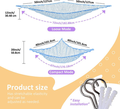 Stuffed Animal Net Hammock for Plushie Toys, Stuffed Animal Hammock Corner for Kids' Room Decor, Ideas for Organizing Stuffy Collection, Pink, L (67" x 40" x 40")-Pack of 2