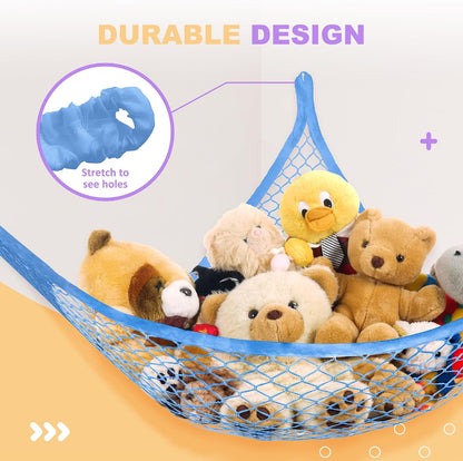 Stuffed Animal Net Hammock for Plushie Toys, Stuffed Animal Hammock Corner for Kids' Room Decor, Ideas for Organizing Stuffy Collection, Pink, L (67" x 40" x 40")-Pack of 2