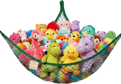 Stuffed Animal Net Hammock for Plushie Toys, Stuffed Animal Hammock Corner for Kids' Room Decor, Ideas for Organizing Stuffy Collection, Pink, L (67" x 40" x 40")-Pack of 2