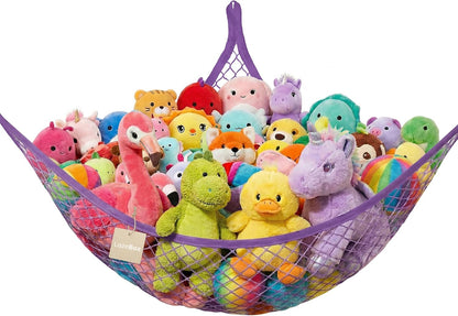 Stuffed Animal Net Hammock for Plushie Toys, Stuffed Animal Hammock Corner for Kids' Room Decor, Ideas for Organizing Stuffy Collection, Pink, L (67" x 40" x 40")-Pack of 2