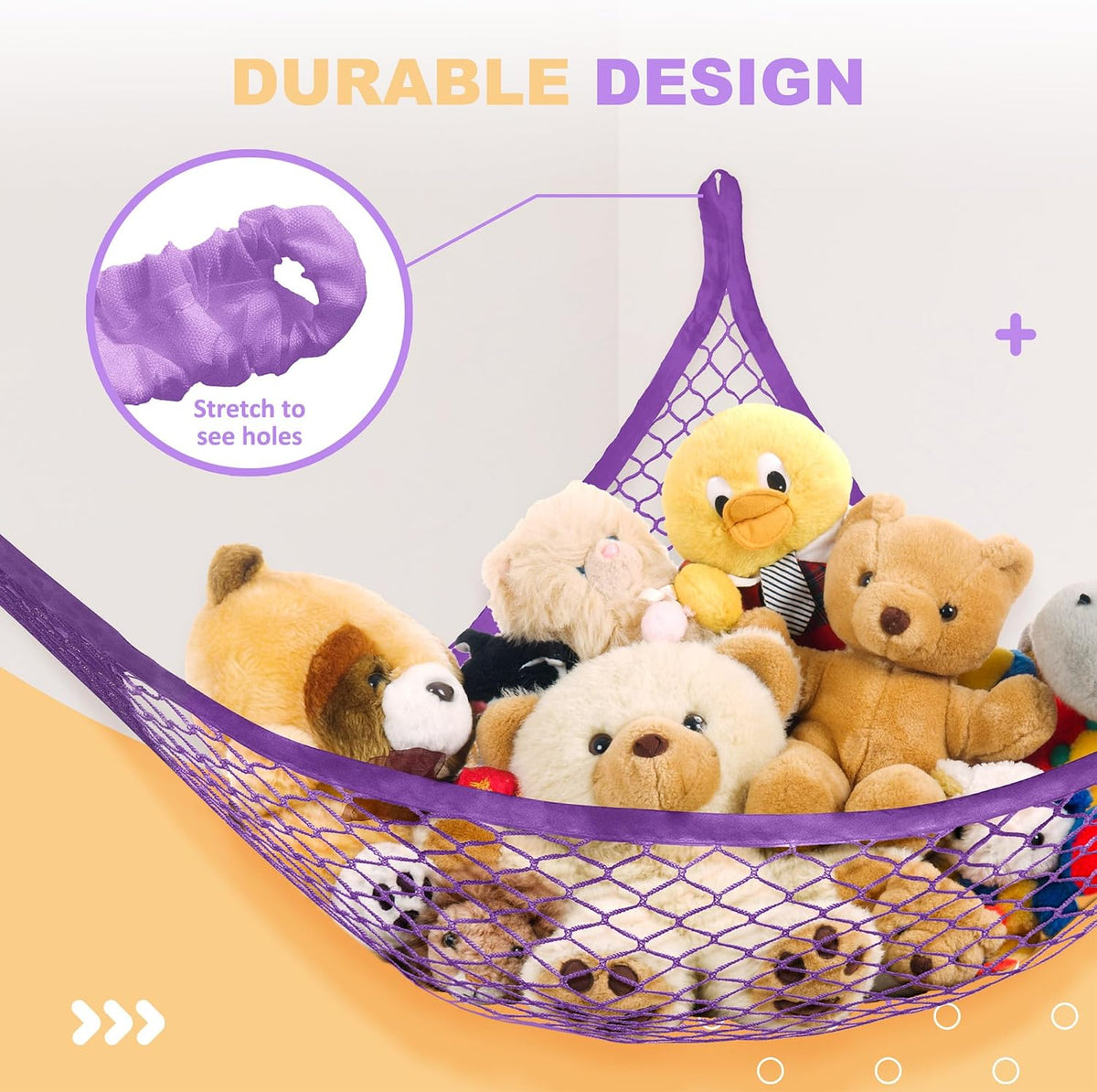 Stuffed Animal Net Hammock for Plushie Toys, Stuffed Animal Hammock Corner for Kids' Room Decor, Ideas for Organizing Stuffy Collection, Pink, L (67" x 40" x 40")-Pack of 2