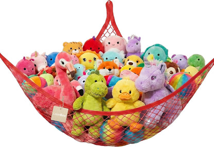 Stuffed Animal Net Hammock for Plushie Toys, Stuffed Animal Hammock Corner for Kids' Room Decor, Ideas for Organizing Stuffy Collection, Pink, L (67" x 40" x 40")-Pack of 2