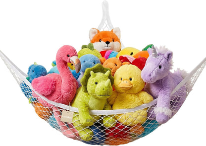 Stuffed Animal Net Hammock for Plushie Toys, Stuffed Animal Hammock Corner for Kids' Room Decor, Ideas for Organizing Stuffy Collection, Pink, L (67" x 40" x 40")-Pack of 2