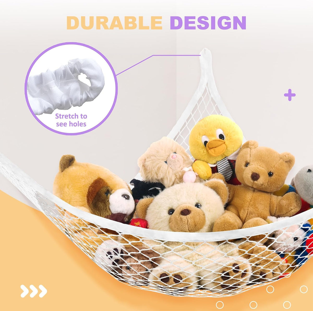 Stuffed Animal Net Hammock for Plushie Toys, Stuffed Animal Hammock Corner for Kids' Room Decor, Ideas for Organizing Stuffy Collection, Pink, L (67" x 40" x 40")-Pack of 2