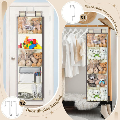 Hanging Stuffed Animal Storage with Zippers, Transparent, 4 Layer