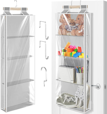 Hanging Stuffed Animal Storage with Zippers, Transparent, 4 Layer