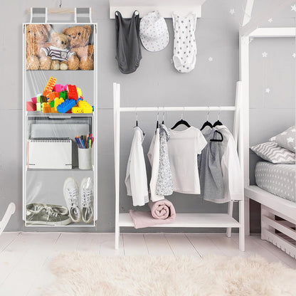 Hanging Stuffed Animal Storage with Zippers, Transparent, 4 Layer